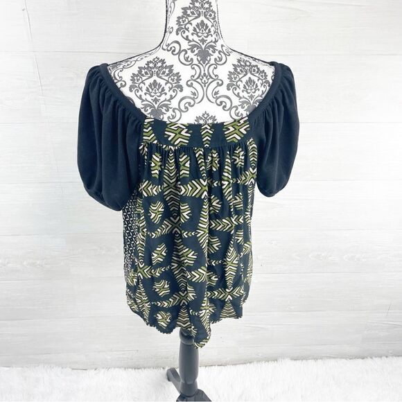 Anthropologie Maeve Catania Puff Sleeve Geometric Shift Top - Picture 8 of 10